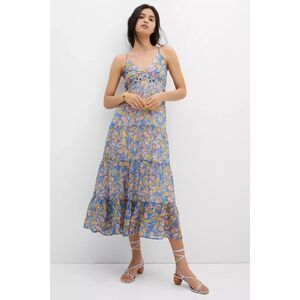 Anthropologie Verb Pallavi Singhee Vineyard Tiered Maxi Dress 8 Blue Floral